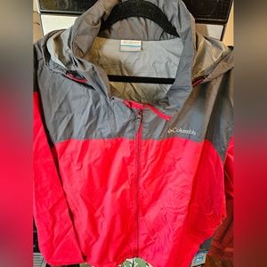 NWT Mens Columbia Rain Jacket Red and Grey Size XXL